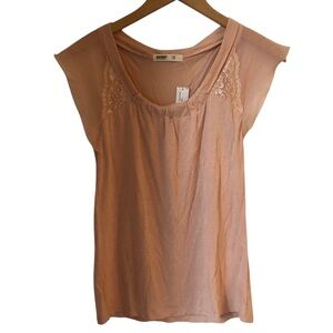 Old Navy Blush Pink Lace Detail Top T Shirt